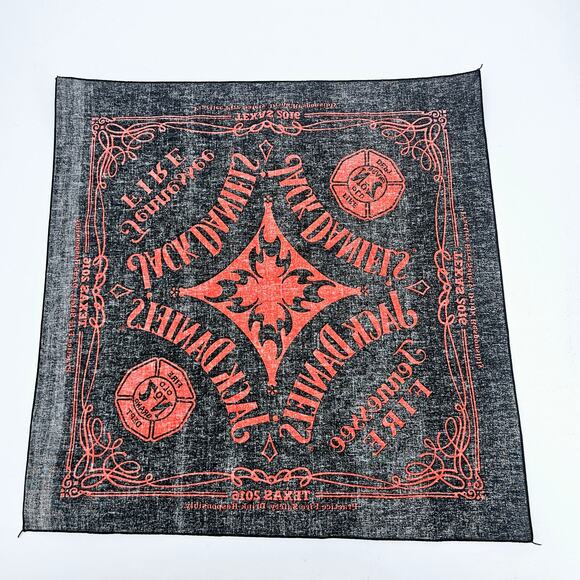 Lot of 4 Jack Daniels Wiskey Scroll Logo Bandanas Black and Red NEW Biker Core - Picture 2 of 7